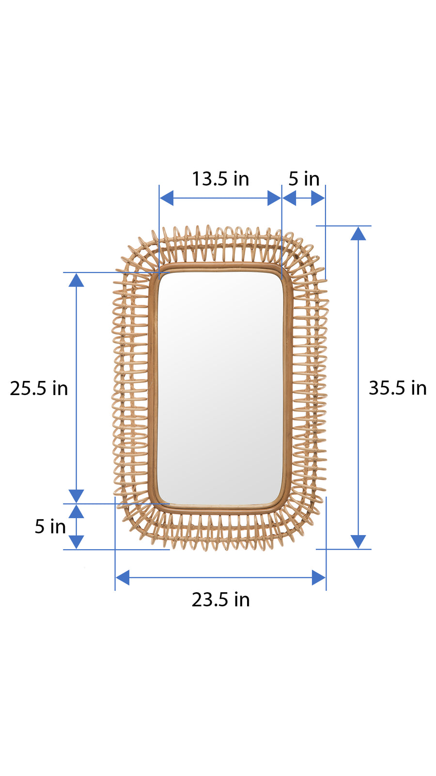 Rattan Coiled Rectangular Wall Mirror, Natural