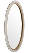 Oval Twisted Rattan Wall Mirror, White and Natural