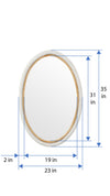 Oval Twisted Rattan Wall Mirror, White and Natural