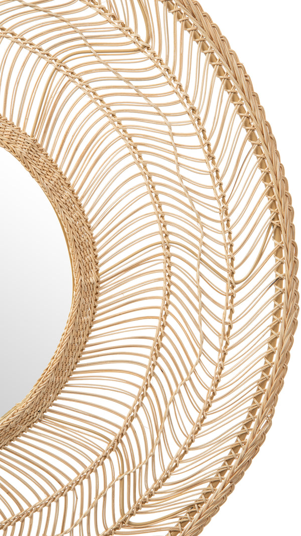 Luhu Round Cane Rib Decorative Wall Mirror