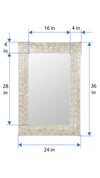 Capiz Seashell Mosaic Rectangular Decorative Wall Mirror, Pearlescent White