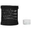 Cabo Hurricane Decorative Rattan Candle Holders, Black