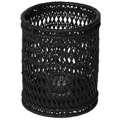 Cabo Hurricane Decorative Rattan Candle Holders, Black