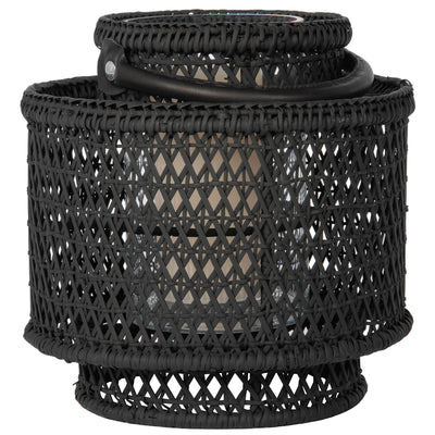 Cabo Decorative Rattan Candle Hurricane Lanterns, Black