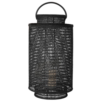 Cabo Decorative Rattan Candle Hurricane Lanterns, Black