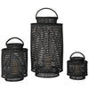 Cabo Decorative Rattan Candle Hurricane Lanterns, Black