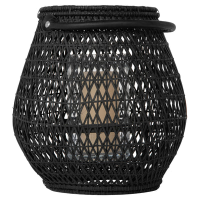 Cabo Tulip Decorative Rattan Candle Hurricane Lanterns, Black