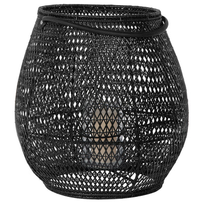 Cabo Tulip Decorative Rattan Candle Hurricane Lanterns, Black