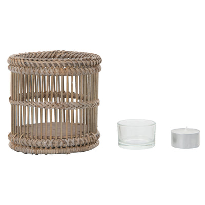 Baja Hurricane Rattan Candle Holders, Natural