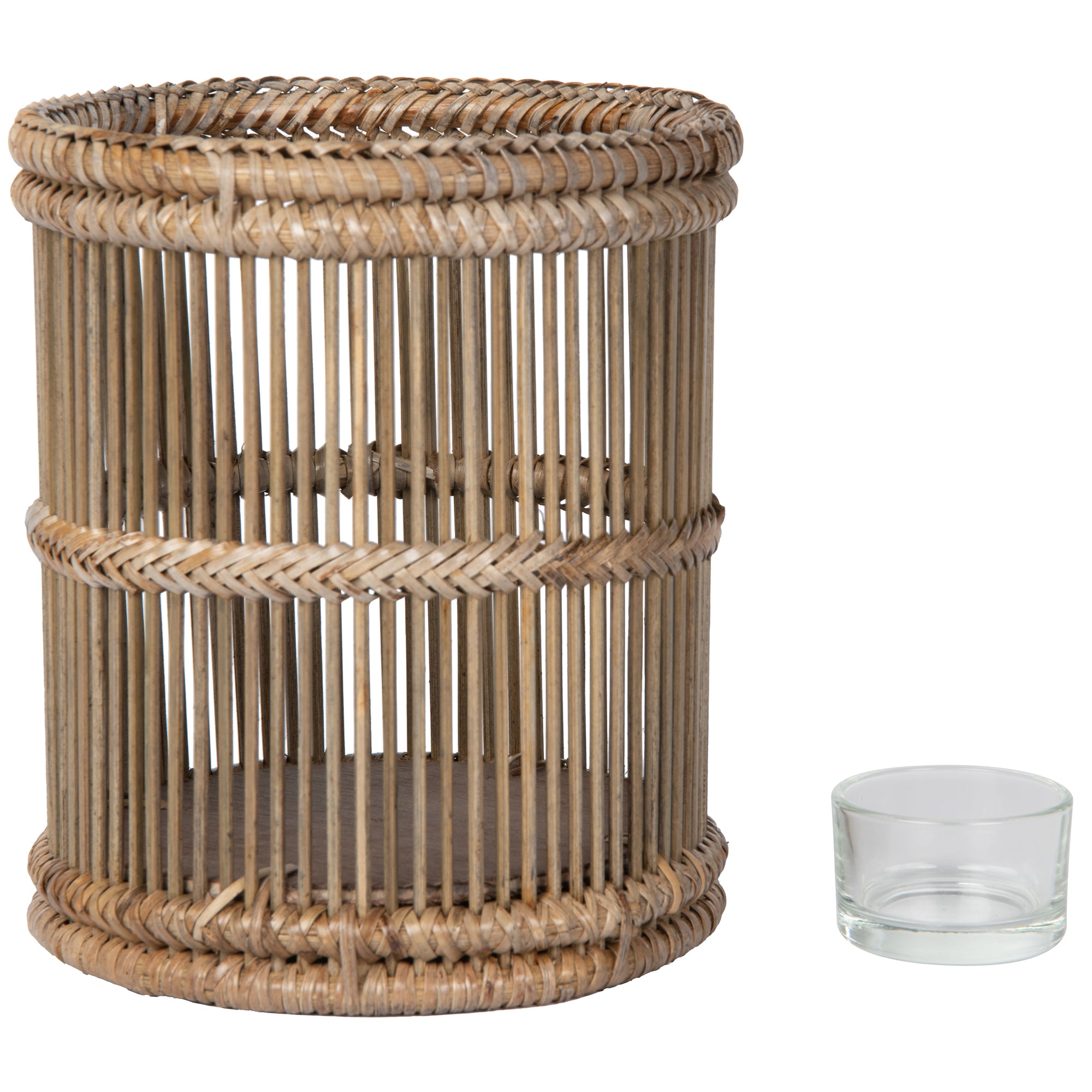 Baja Hurricane Rattan Candle Holders, Natural
