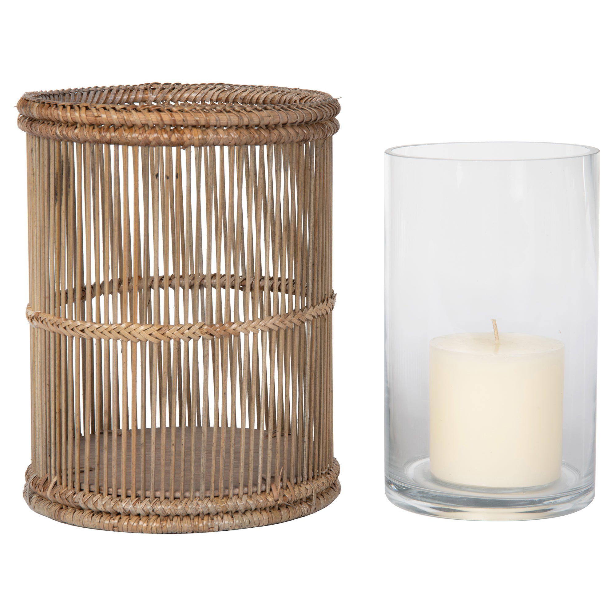 Baja Hurricane Rattan Candle Holders, Natural