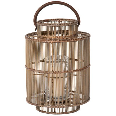 Baja Decorative Rattan Candle Hurricane Lanterns, Natural