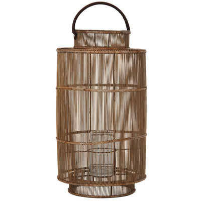 Baja Decorative Rattan Candle Hurricane Lanterns, Natural