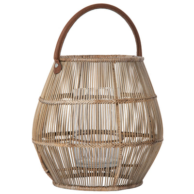 Baja Tulip Decorative Rattan Hurricane Lanterns, Natural