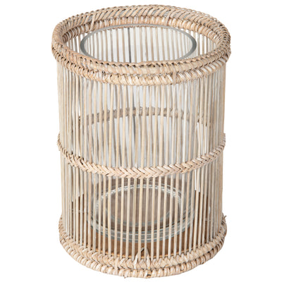 Baja Rattan Hurricane Candle Holder, White-Wash