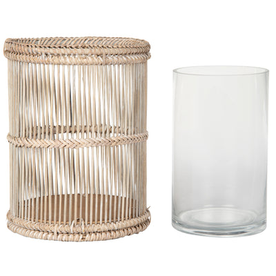 Baja Rattan Hurricane Candle Holder, White-Wash