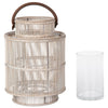 Baja Decorative Rattan Candle Hurricane Lanterns, White-Wash