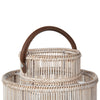 Baja Decorative Rattan Candle Hurricane Lanterns, White-Wash