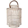 Baja Decorative Rattan Candle Hurricane Lanterns, White-Wash