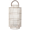 Baja Decorative Rattan Candle Hurricane Lanterns, White-Wash