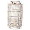 Baja Decorative Rattan Candle Hurricane Lanterns, White-Wash