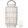 Baja Decorative Rattan Candle Hurricane Lanterns, White-Wash