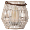 Baja Tulip Decorative Rattan Hurricane Lanterns, White-Wash