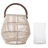 Baja Tulip Decorative Rattan Hurricane Lanterns, White-Wash