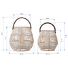 Baja Tulip Decorative Rattan Hurricane Lanterns, White-Wash