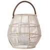 Baja Tulip Decorative Rattan Hurricane Lanterns, White-Wash