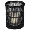 Baja Hurricane Decorative Rattan Candle Holders, Black