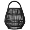 Baja Tulip Decorative Rattan Candle Hurricane Lanterns, Black