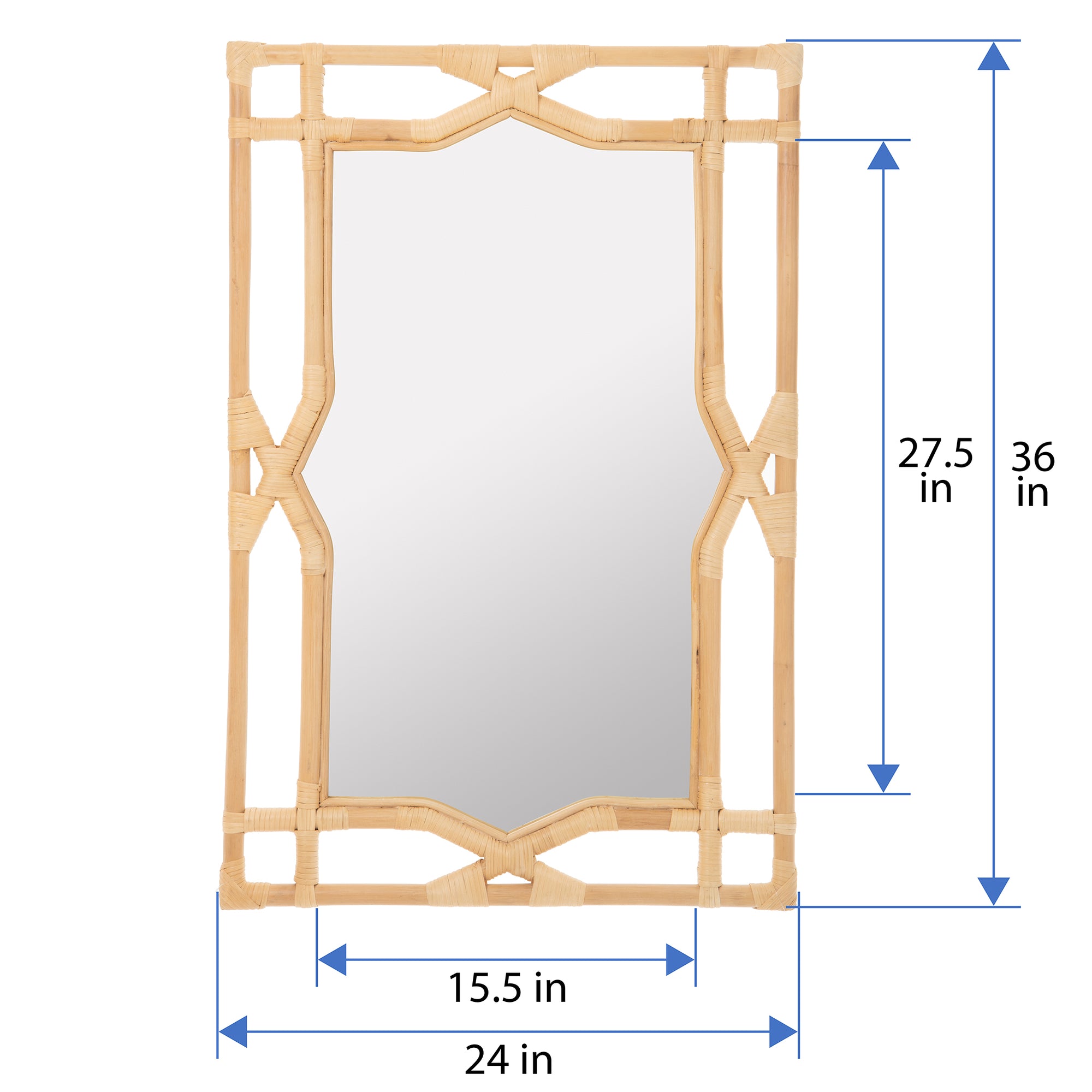 Rectangular Rattan Decorative Chippendale Wall Mirror