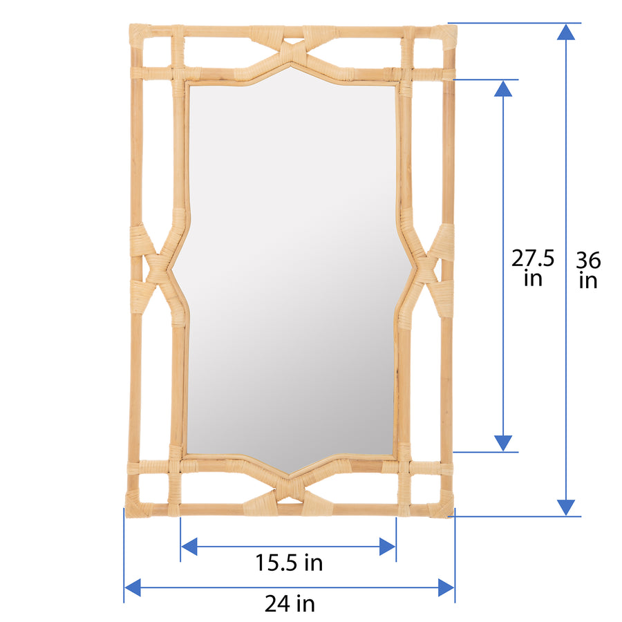 Rectangular Rattan Decorative Chippendale Wall Mirror