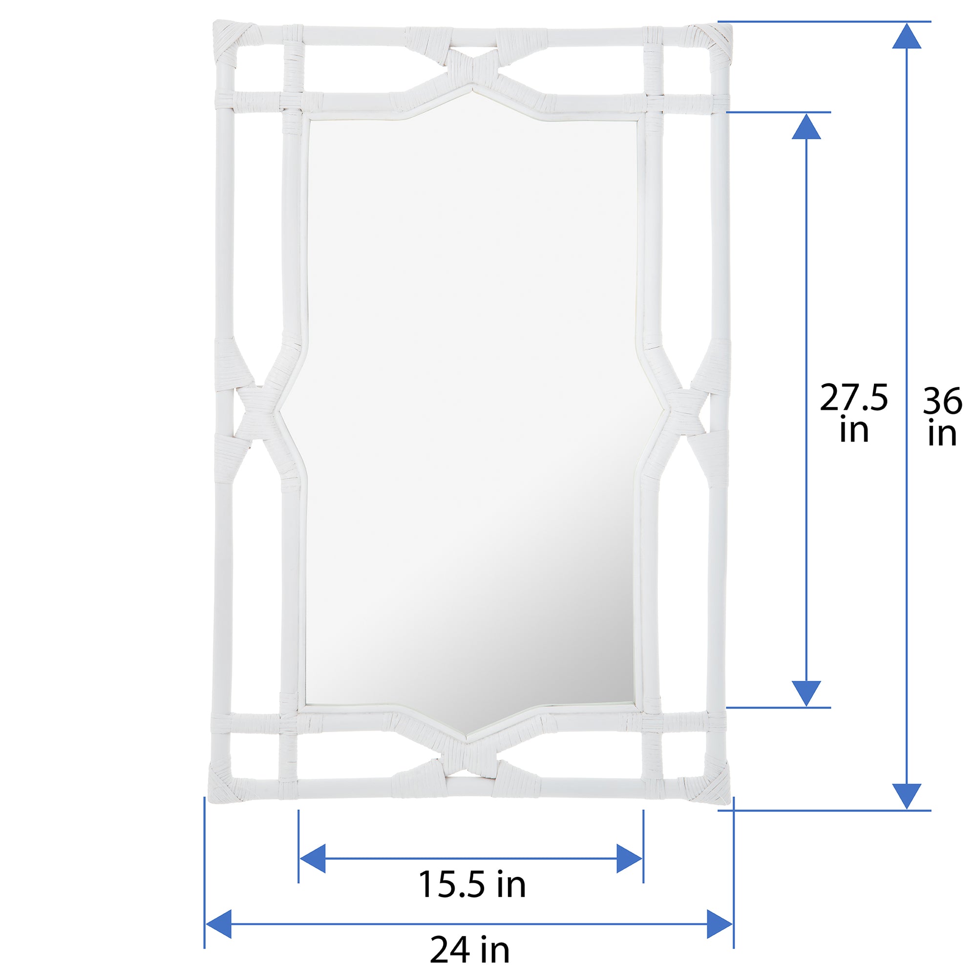Rectangular Rattan Decorative Chippendale Wall Mirror
