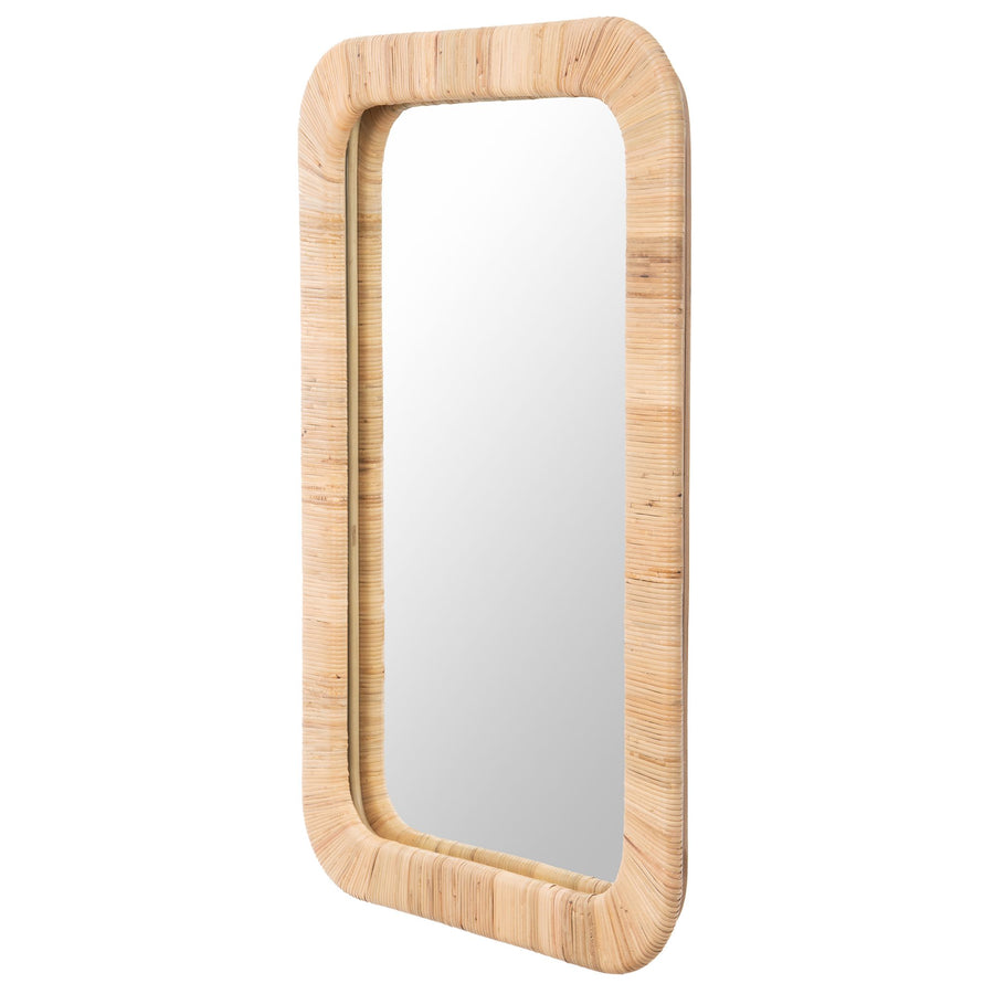 Hinata Rectangular Decorative Rattan Wrapped Mirror, Natural, 24x36