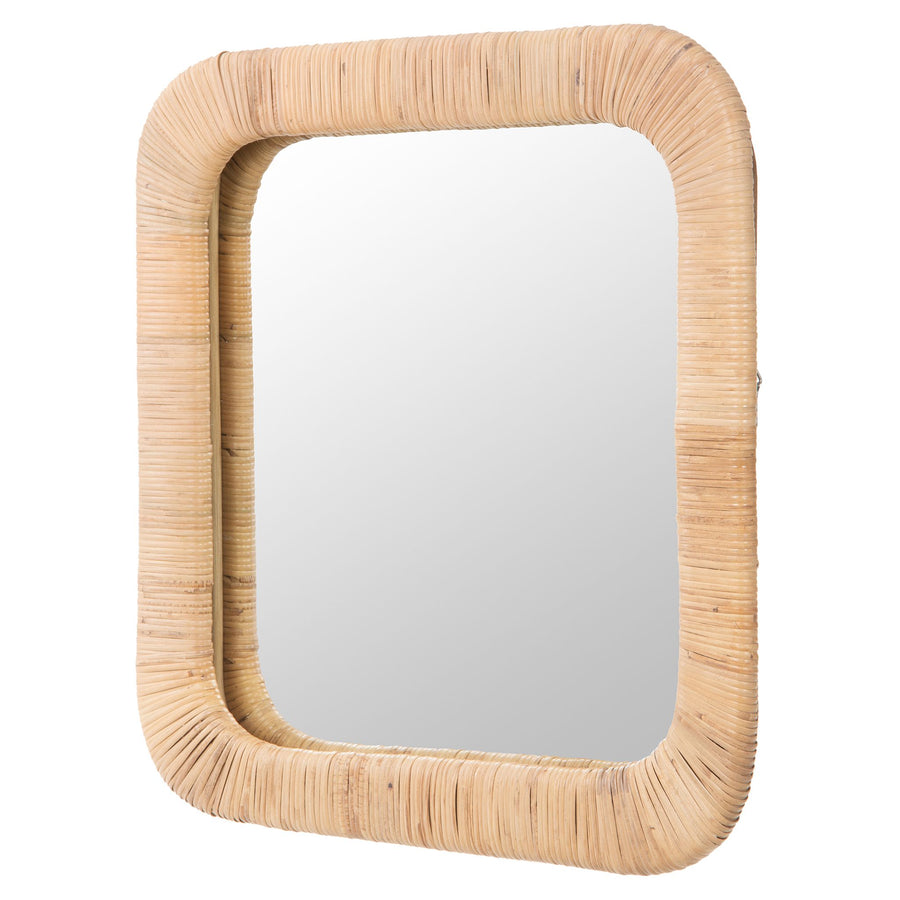 Hinata Square Decorative Rattan Wrapped Mirror, Natural, 24x24