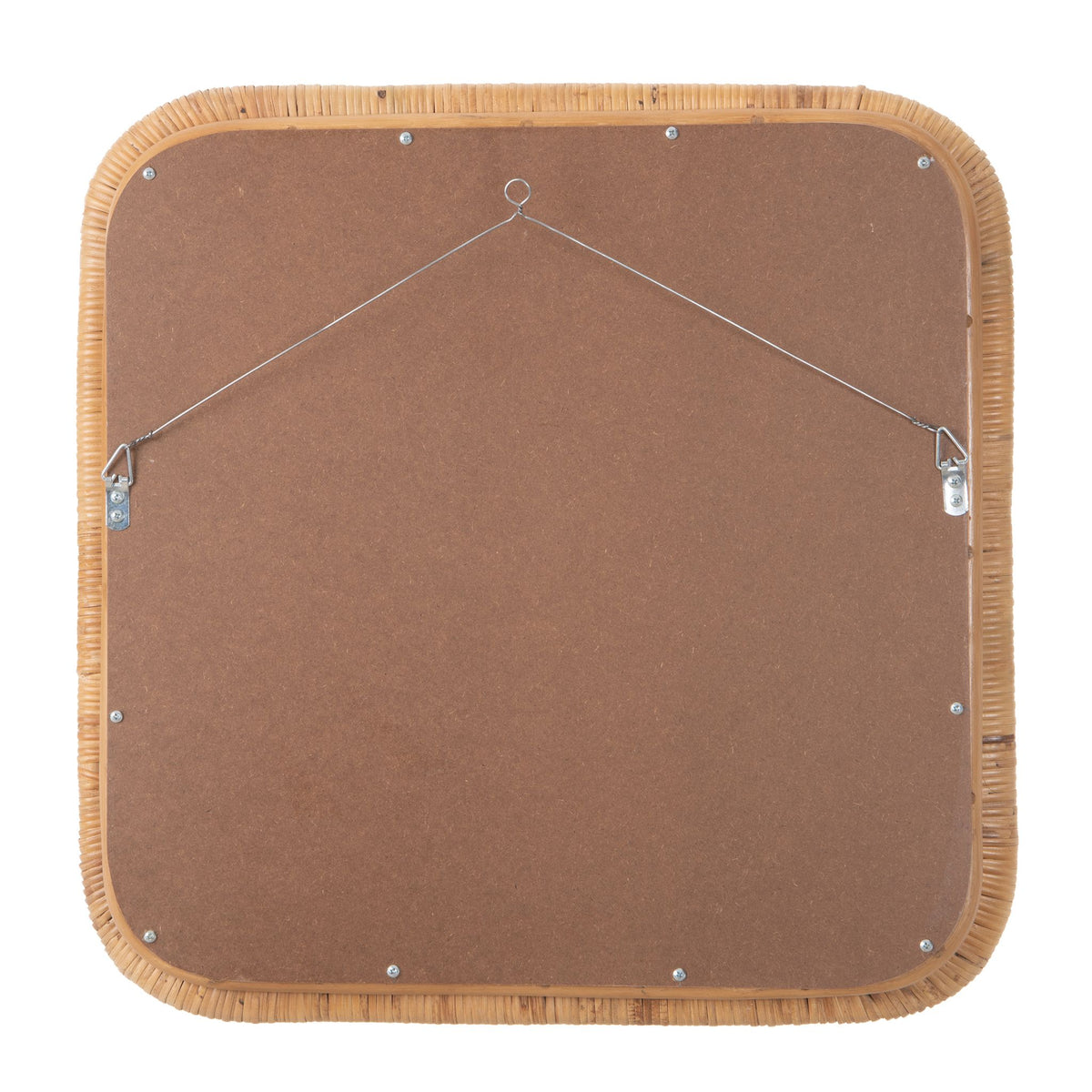 Hinata Square Decorative Rattan Wrapped Mirror, Natural, 24x24 Hinata Square Decorative Rattan Wrapped Mirror, Natural, 24x24