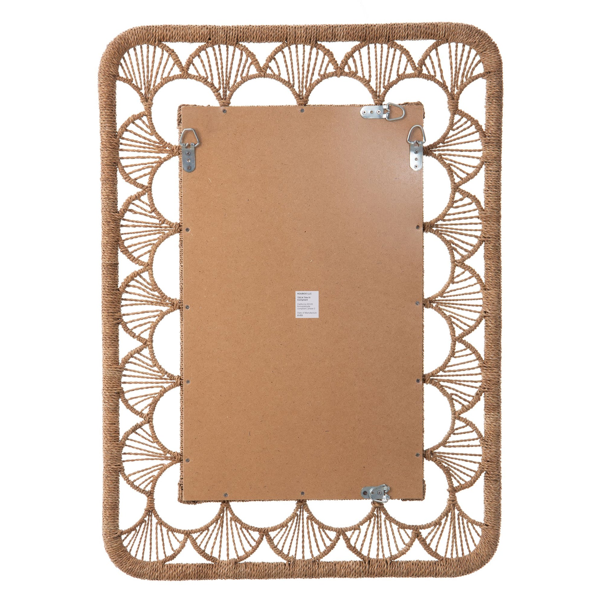 Rectangular Illusion Seagrass Rope Mirror, 24X36