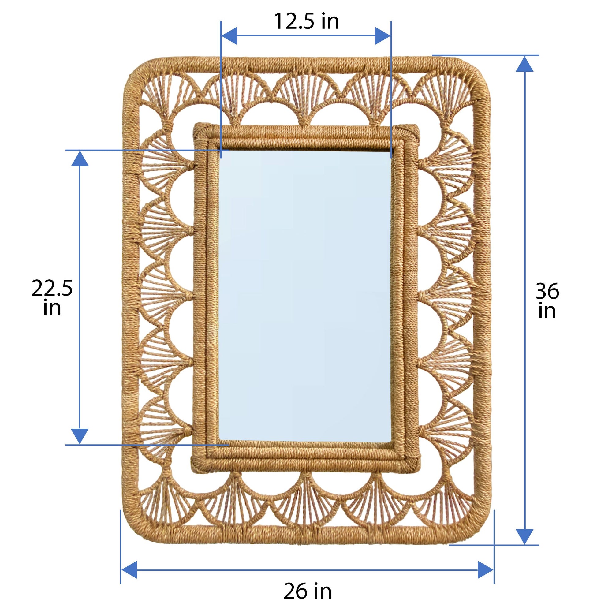 Rectangular Illusion Seagrass Rope Mirror, 24X36