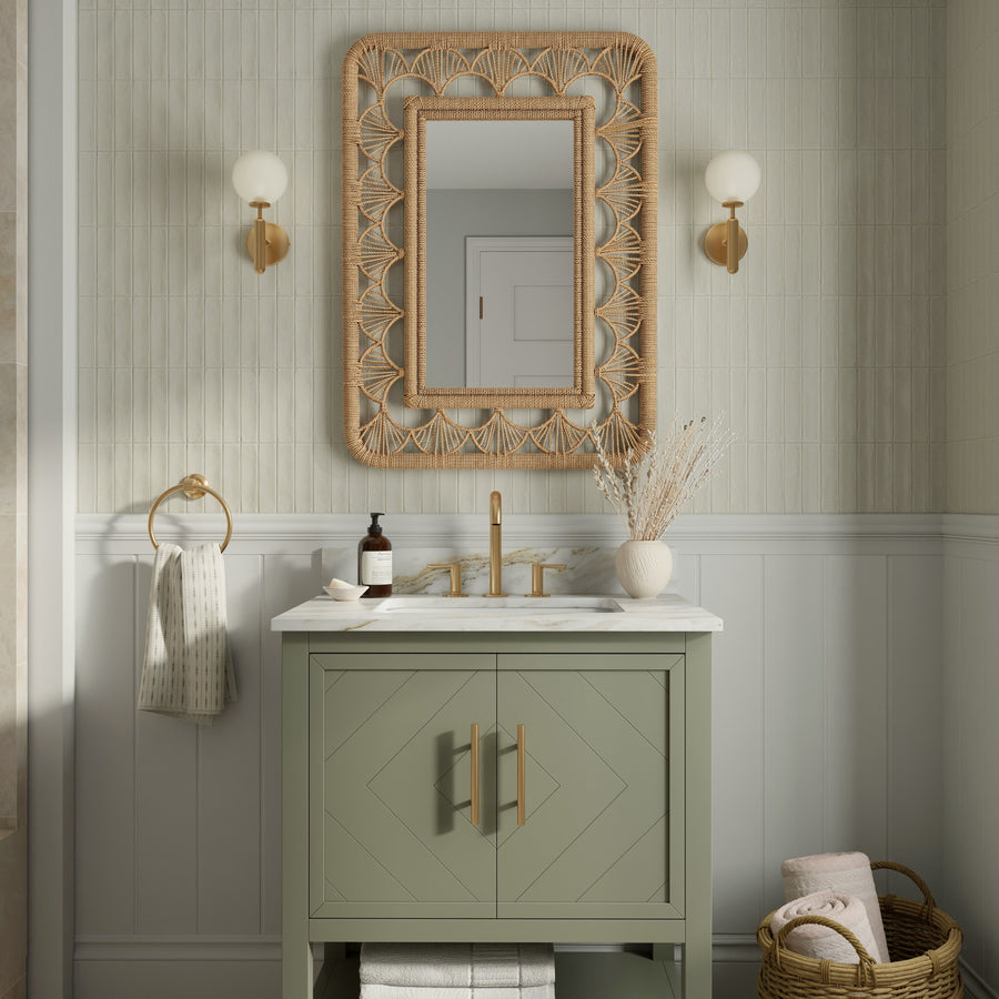 Rectangular Illusion Seagrass Rope Mirror, 24X36