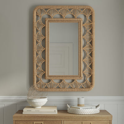 Rectangular Illusion Seagrass Rope Mirror, 24X36
