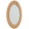 Round Braided Wicker Decorative Wall Mirror, 32 Inch, Natural