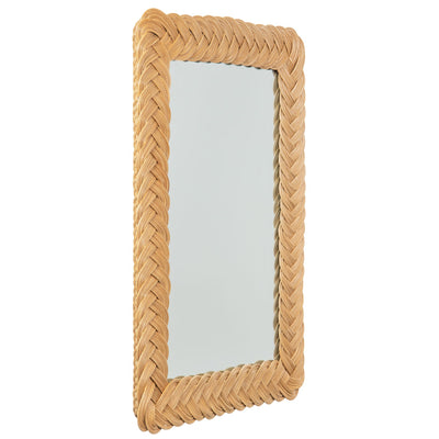 Rectangular Braided Wicker Decorative Wall Mirror, 24 x 36 Inch, Natural