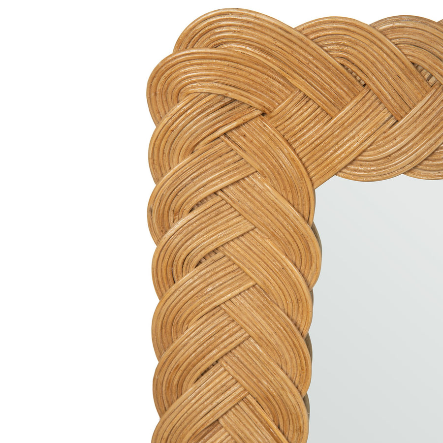 Rectangular Braided Wicker Decorative Wall Mirror, 24 x 36 Inch, Natural