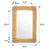 Rectangular Braided Wicker Decorative Wall Mirror, 24 x 36 Inch, Natural