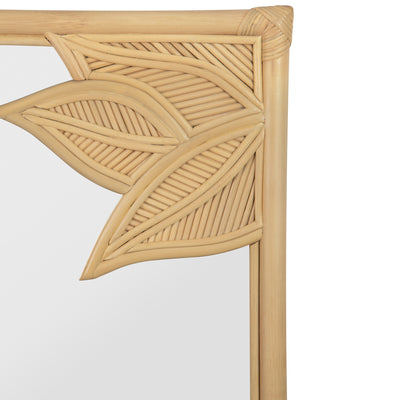 Rectangular Rattan Cuba Decorative Wall Mirror, Natural Brown