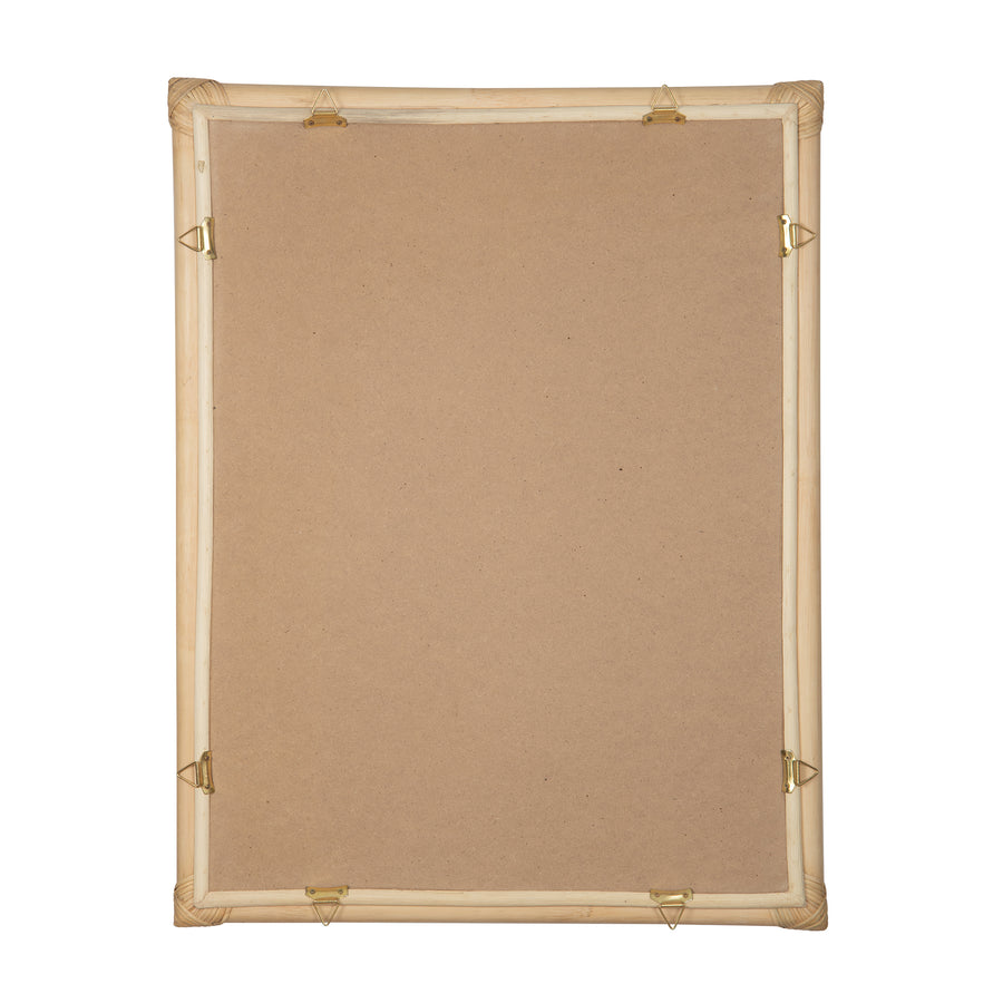 Rectangular Rattan Cuba Decorative Wall Mirror, Natural Brown