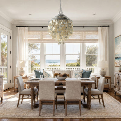 Round Chandelier with Round Capiz