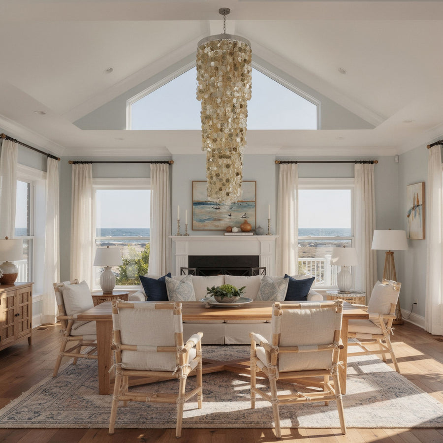 Round King Size Chandelier with Round Capiz